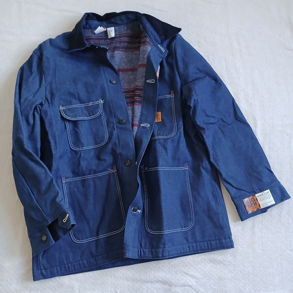 wrangler big ben vintage 70s blanket lined denim chore coat workwear jacket 42